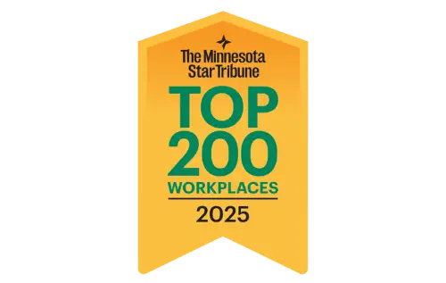 Star Tribune 2025 Top 200 Workplaces badge recognizing Minnesota Hospice for outstanding workplace culture and employee satisfaction.