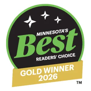 Minnesota’s Best Readers’ Choice Gold Winner 2026 award badge recognizing top-rated businesses in Minnesota.